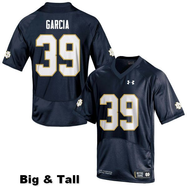 Men's NCAA Notre Dame Fighting Irish #39 Brandon Garcia Stitched College Under Armour Authentic Navy Big & Tall Football Jersey SZ10H06LP